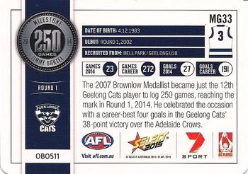 2015 Select AFL Champions - Milestone Game Foils #MG33 Jimmy Bartel Back
